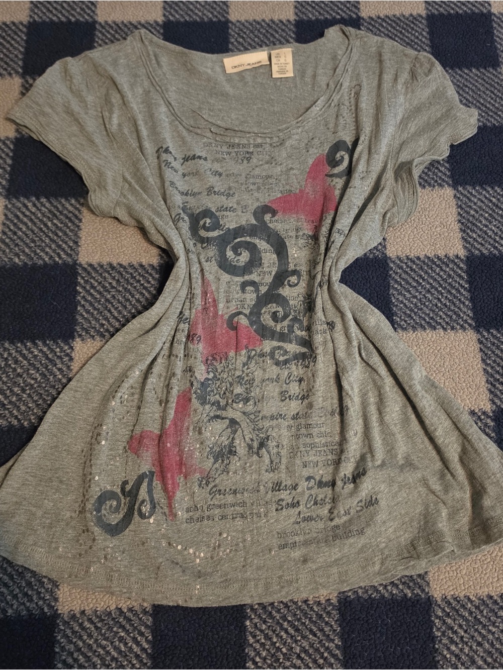 Y2k scene mcbling style shirt by dkny jeans